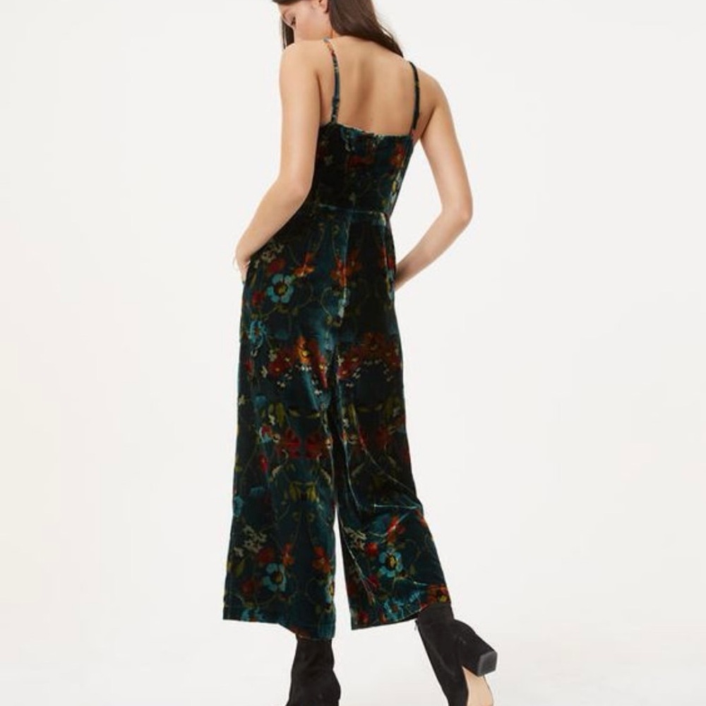 Loft green velvet sleeveless jumpsuit - Picture 3 of 8